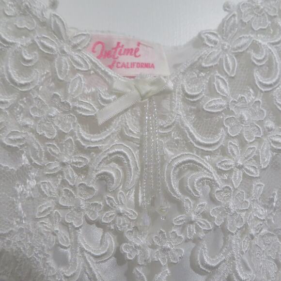 Intime Womens Medium White Vintage Satin Maxi Dress Lace Top Slip Dress - Picture 7 of 9